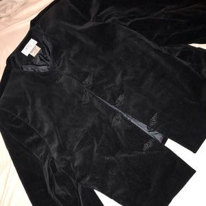 Black Velvety Vintage Jacket with Rope Buttons
